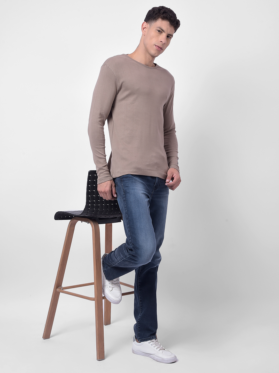 Numero Uno Men Brown Crew Neck Slim Fit T-Shirt